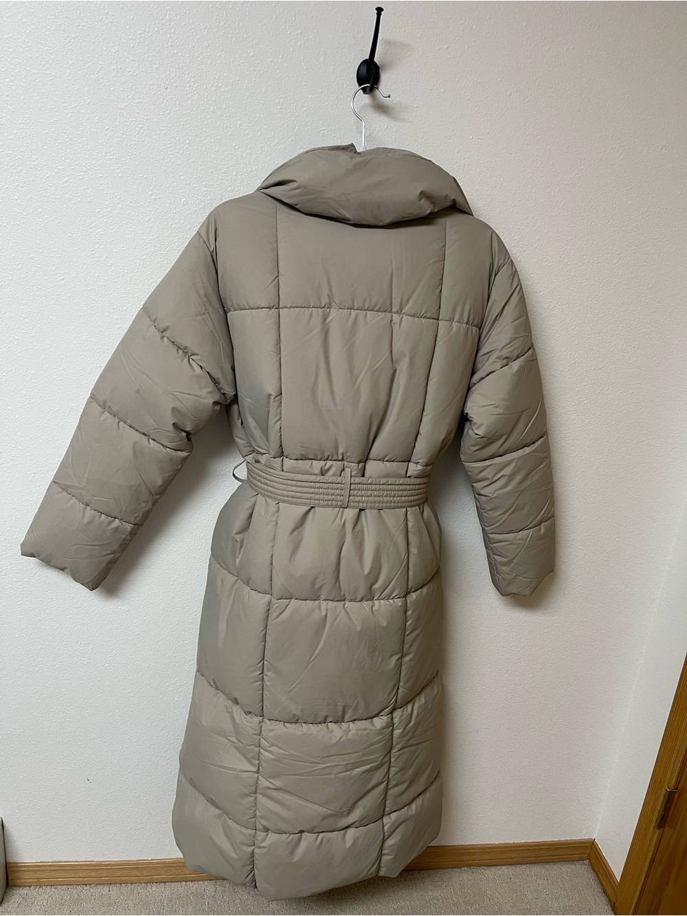 PUFFIT Long Puffer Coat with Belt - Taupe women’s size XS - Picture 3 of 4